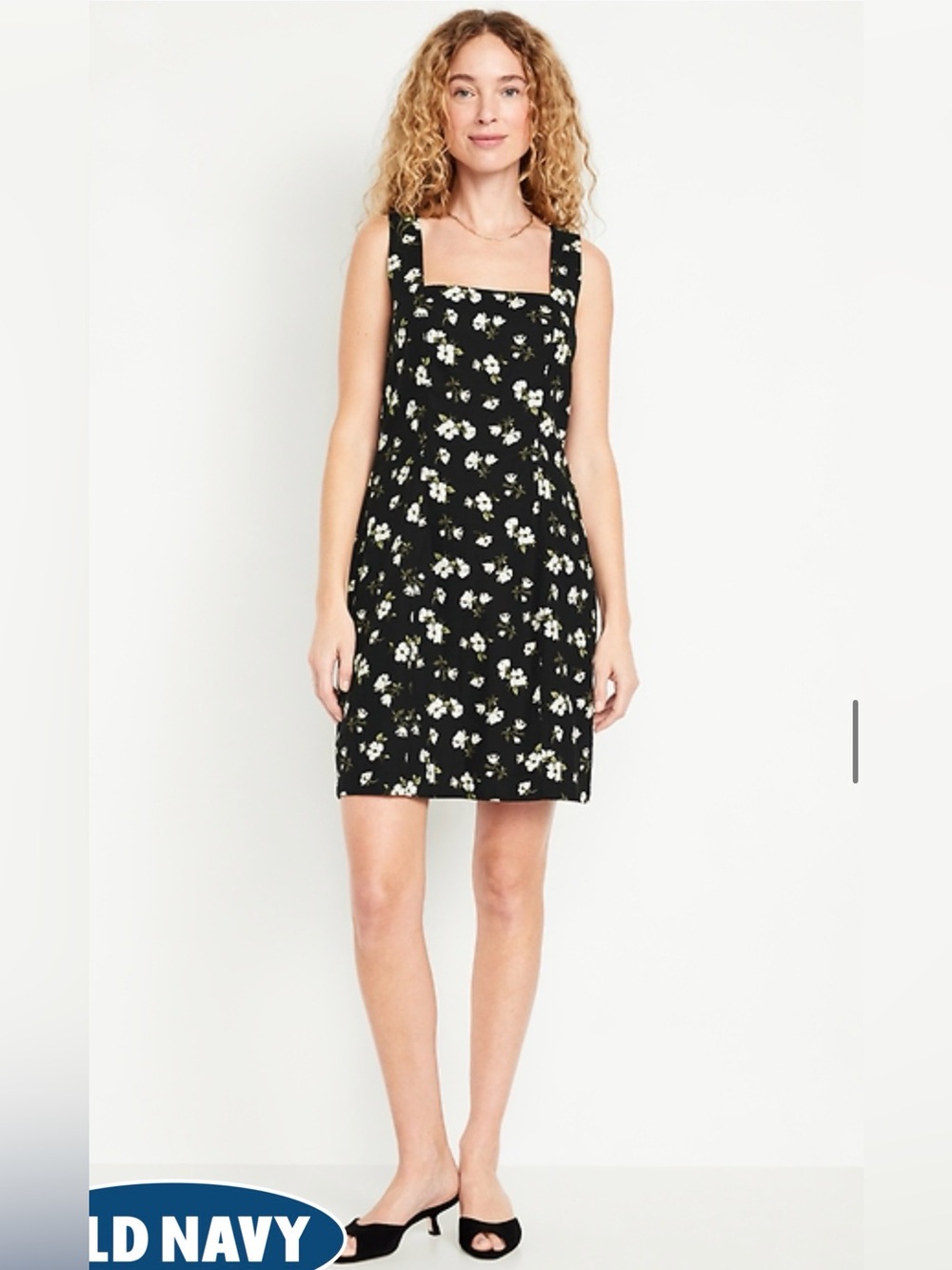 NWT Square neck linen blend dress